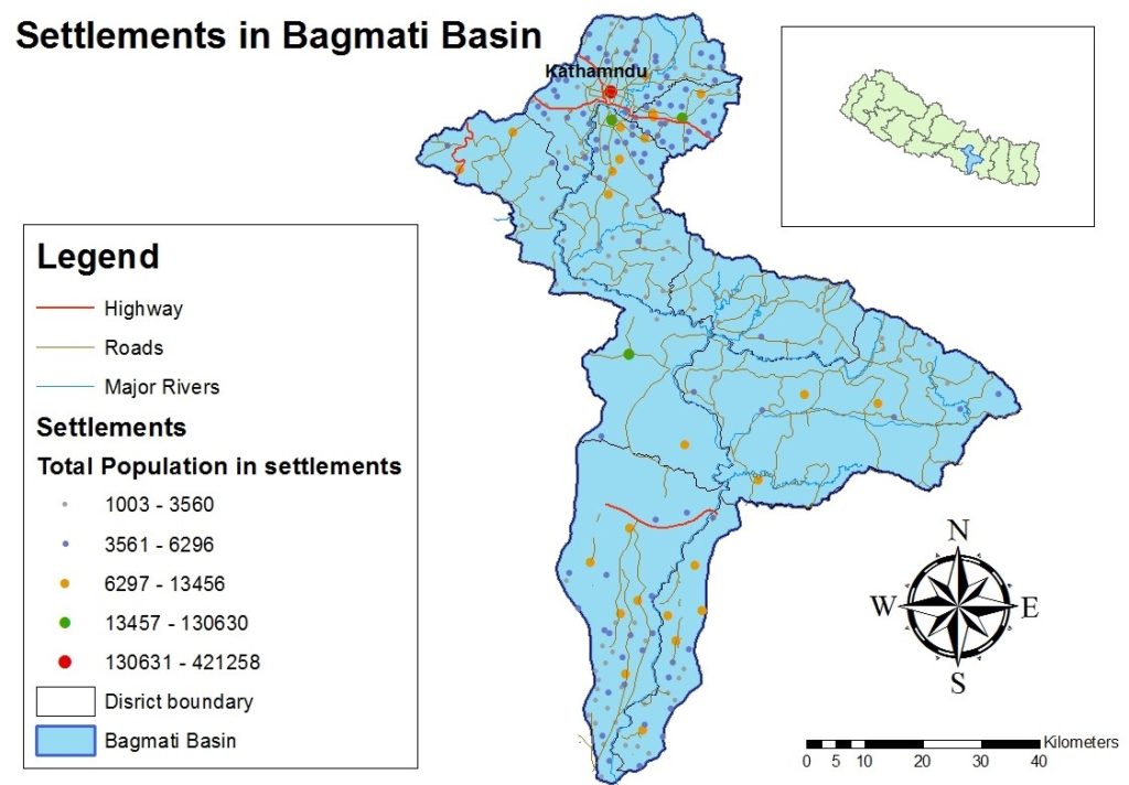 Siedlungen in Nepal am Bagmati Fluss, eigene Darstellung UIZ
