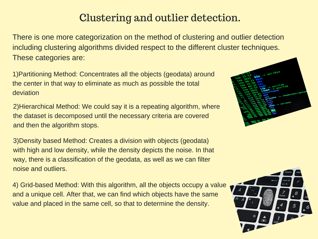 Description of the 4 algorithms used in the method of clustering and outlier detection
